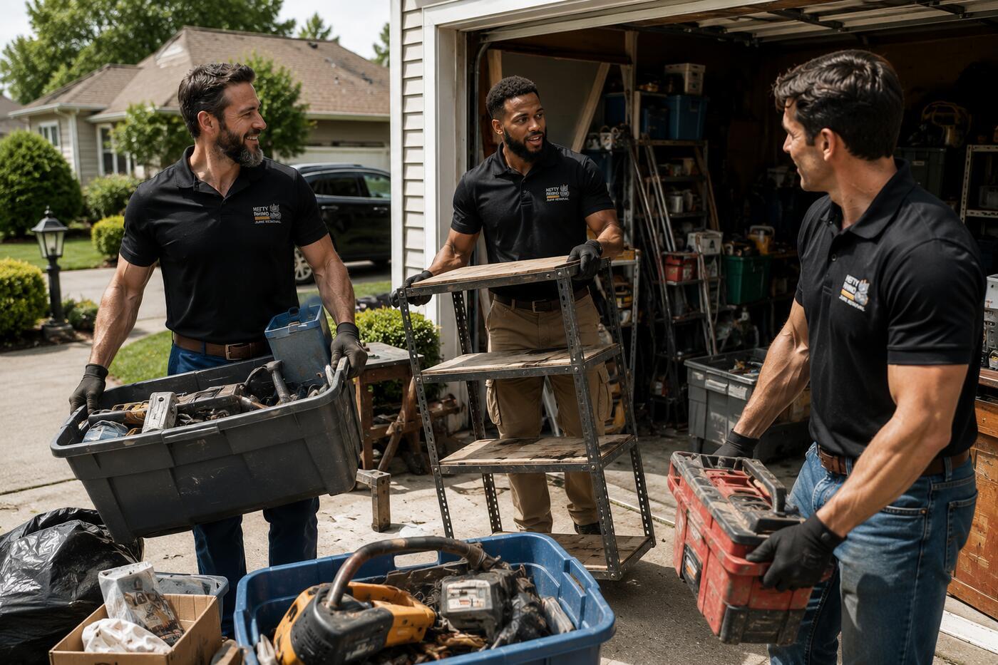 Hefty Rhino crew clearing a garage cleanout in Jacksonville, FL